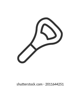 Thin line icon of beer opener. Vector outline sign for UI, web and app. Concept design of beer opener icon. Isolated on a white background.