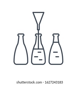 Thin line icon beverages industry, bottling, pouring drinks