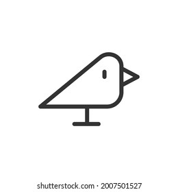 Thin line icon of bird. Vector outline sign for UI, web and app. Concept design of bird icon. Isolated on a white background.