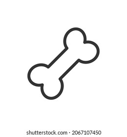 Thin line icon of bone. Vector outline sign for UI, web and app. Concept design of bone icon. Isolated on a white background.