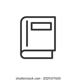 Thin line icon of book. Vector outline sign for UI, web and app. Concept design of book icon. Isolated on a white background.