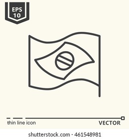 Thin line icon - Brazilian flag. EPS 10. Isolated object.
