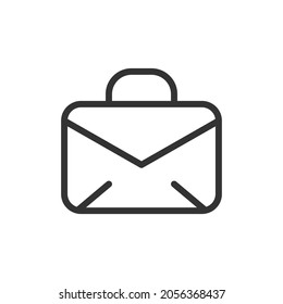 Thin line icon of briefcase. Vector outline sign for UI, web and app. Concept design of briefcase icon. Isolated on a white background.