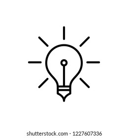 Thin line icon of Bulb, Idea, Lamp, Light, Electric. Editable vector stroke 64x64 Pixel. 