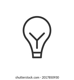 Thin line icon of bulb. Vector outline sign for UI, web and app. Concept design of bulb icon. Isolated on a white background.