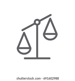 thin line icon business justice scales icon company money winner looser boss trade more or less coin gold weight wt profit growth money scales measure weights symbol