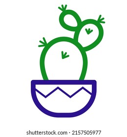 The thin line icon is a cactus, a succulent plant. The concept of home plants
