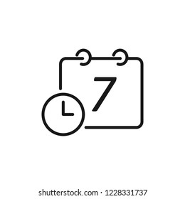 Thin line icon of Calender, Time. Editable vector stroke 64x64 Pixel. 