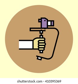 Thin Line Icon. Camera Stabilizer. Simple Trendy Modern Style Round Color Vector Illustration.