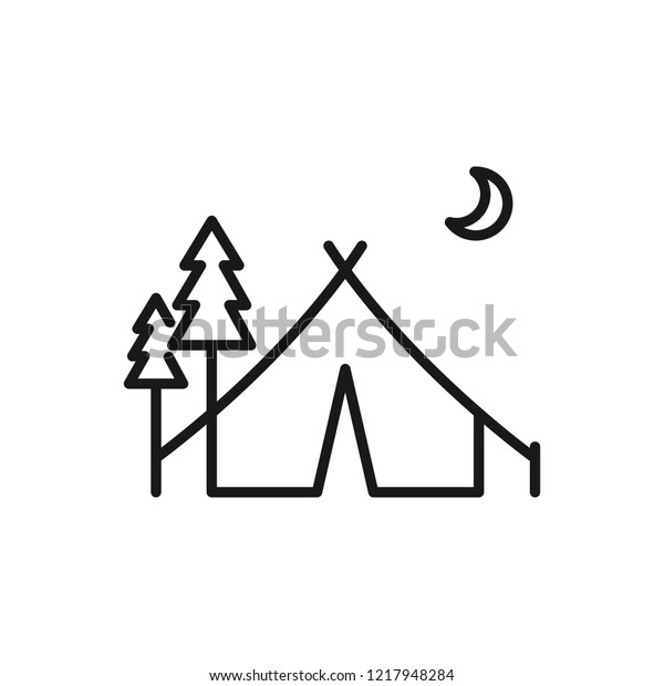 Thin line icon of Camp. Editable vector stroke 64x64\
Pixel. 