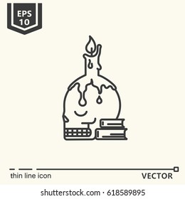 Thin line icon - candlestick. EPS 10 Isolated object