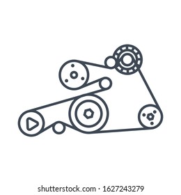 Thin line icon car engine repair, service, maintenance