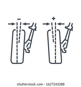 Thin Line Icon Car Repair Service, Maintenance, Wheel Alignment, Adjustment Of Camber Angle