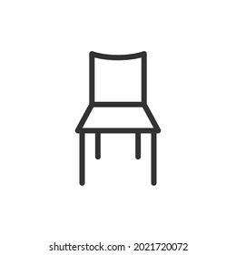 Thin line icon of chair. Vector outline sign for UI, web and app. Concept design of chair icon. Isolated on a white background.