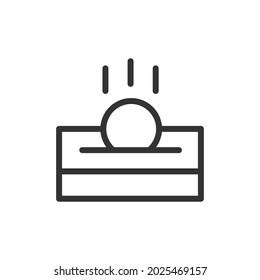 Thin line icon of charity. Vector outline sign for UI, web and app. Concept design of charity icon. Isolated on a white background.