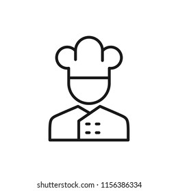 Thin line icon of chef, people, charecter, avatar, person. Editable vector stroke 64x64 Pixel.