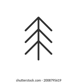 Thin line icon of christmas tree. Vector outline sign for UI, web and app. Concept design of christmas tree icon. Isolated on a white background.