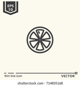 Thin line icon - citrus slice. EPS 10 Isolated object