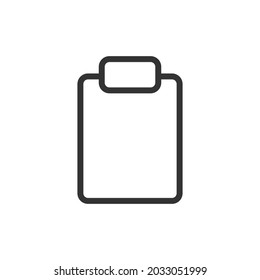 Thin line icon of clipboard. Vector outline sign for UI, web and app. Concept design of clipboard icon. Isolated on a white background.