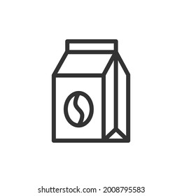 Thin line icon of coffee. Vector outline sign for UI, web and app. Concept design of coffee icon. Isolated on a white background.