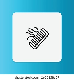 Thin line icon of a comb with hair strands, symbolizing daily grooming and hair hygiene.