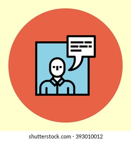 Thin Line Icon. Consulting. Simple Trendy Modern Style Round Color Vector Illustration. 