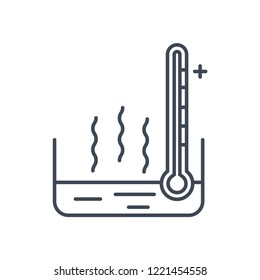 thin line icon cooling water, liquid, temperature measurement, cold