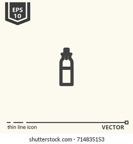 Thin line icon - corked bottle. EPS 10 Isolated object