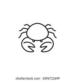 Thin line icon of crab, seafood, animal. Editable vector stroke 64x64 Pixel.