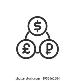 Icono de línea delgada de la moneda. Signo de contorno vectorial para interfaz de usuario, web y aplicación. Diseño conceptual del icono de moneda. Aislado sobre un fondo blanco.