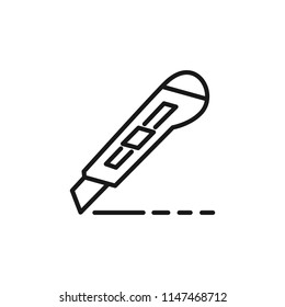 Thin line icon of Cut, Cutting, cutter, Blade, Carpentry, tool. Editable vector stroke 64x64 Pixel.