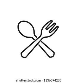 Thin line icon of cutlery, restaurant, fork and spoon. Editable vector stroke 64x64 Pixel.