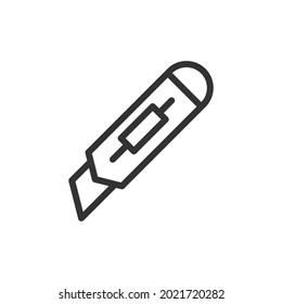 Thin line icon of cutter. Vector outline sign for UI, web and app. Concept design of cutter icon. Isolated on a white background.