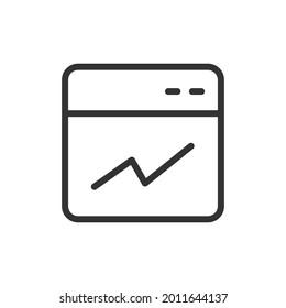 Thin line icon of data analytics. Vector outline sign for UI, web and app. Concept design of data analytics icon. Isolated on a white background.