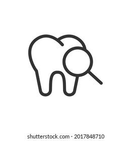 Thin line icon of dental. Vector outline sign for UI, web and app. Concept design of dental icon. Isolated on a white background.