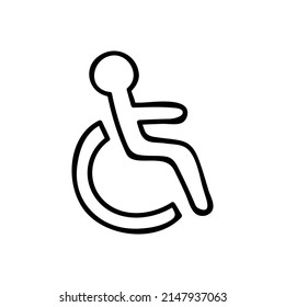 Thin line icon of disability symbol on white background - Vector illustration