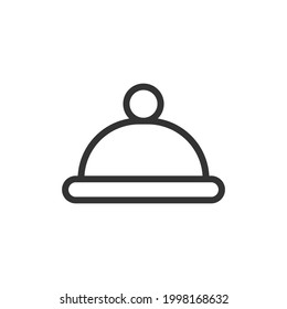 Thin line icon of dish. Vector outline sign for UI, web and app. Concept design of dish icon. Isolated on a white background.