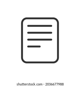 Thin line icon of document. Vector outline sign for UI, web and app. Concept design of document icon. Isolated on a white background.