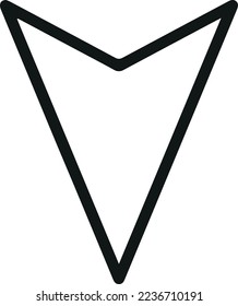 Thin line icon of down. Vector outline sign for UI, web and app. Concept design of down icon. Isolated on a white background.
