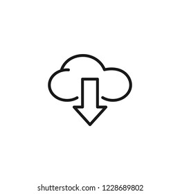 Thin line icon of Download, Network, Cloud, Internet. Editable vector stroke 64x64 Pixel. 