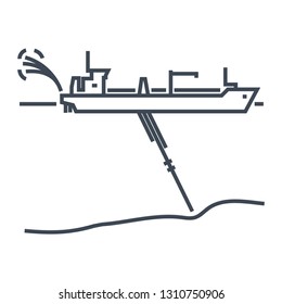 thin line icon dredger ship