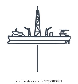 thin line icon drillship, gas and oil rig