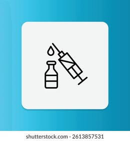 Thin line icon of a dropper and a syringe. Represents different forms of vaccine administration.