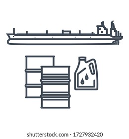 Icono de línea delgada nave de carga seca, portaaviones a granel, buque cisterna