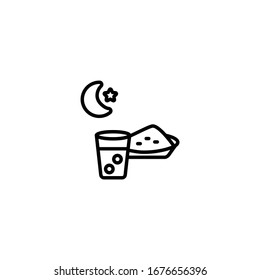 Thin line icon of eating and drinking in the month of Ramadan, Vector Illustrator Graphic Design on White Background
