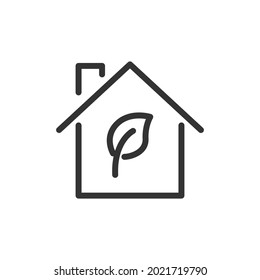 Thin line icon of eco. Vector outline sign for UI, web and app. Concept design of eco icon. Isolated on a white background.