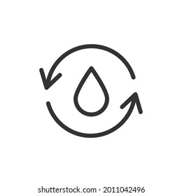 Thin line icon of ecology. Vector outline sign for UI, web and app. Concept design of ecology icon. Isolated on a white background.