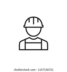 Thin line icon of engineer, people, character, avatar, person. Editable vector stroke 64x64 Pixel.