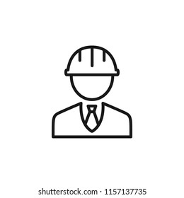 Thin line icon of engineer, people, character, avatar, person. Editable vector stroke 64x64 Pixel.