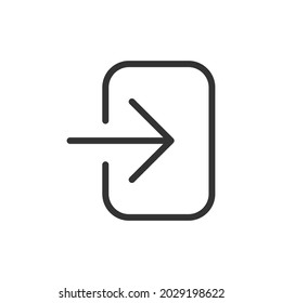 Thin line icon of enter. Vector outline sign for UI, web and app. Concept design of enter icon. Isolated on a white background.